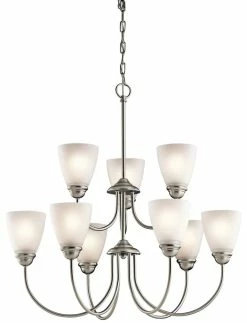 New ✨ Kichler Lighting Jolie 28 in. 9-Light Medium E-26 Base Chandelier in Brushed Nickel ❤️