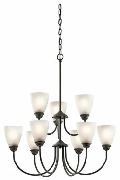 Hot Sale 🔥 Kichler Lighting Jolie 100W 9-Light Medium E-26 Incandescent Chandelier in Olde Bronze ✨