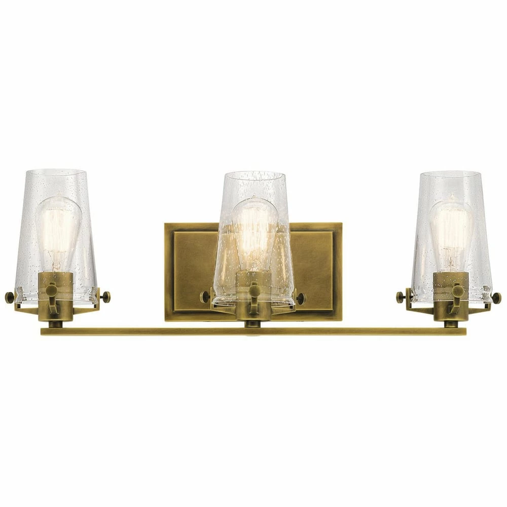 Cheap 😍 Kichler Lighting Alton™ 60W 3-Light Vanity Fixture with Clear Seeded Glass in Natural Brass 🔔 3 Cheap 😍 Kichler Lighting Alton™ 60W 3-Light Vanity Fixture with Clear Seeded Glass in Natural Brass 🔔