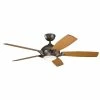 Outlet ❤️ Kichler Lighting Geno 17W 5-Blade LED Ceiling Fan with 54 in. Blade Span in Olde Bronze 👍 -Kichler Lighting shop Query 1578