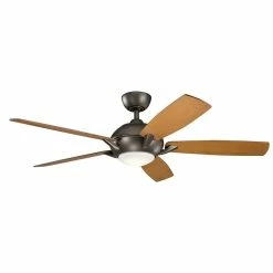 Outlet ❤️ Kichler Lighting Geno 17W 5-Blade LED Ceiling Fan with 54 in. Blade Span in Olde Bronze 👍