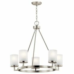 Promo 🔥 Kichler Lighting Daimlen™ 75W 5-Light Medium E-26 Incandescent Chandelier in Brushed Nickel ⌛