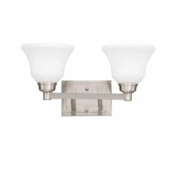 New 🔔 Kichler Lighting Langford 100 W 2-Light Medium Bracket Etched Glass in Brushed Nickel 🔥