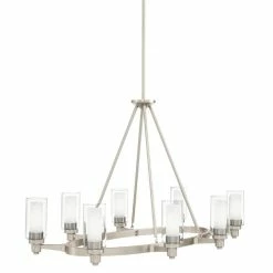 Budget 😀 Kichler Lighting Circolo 27 in. 60W 8-Light Medium Chandelier in Brushed Nickel 🎁