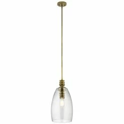 Hot Sale 🔥 Kichler Lighting Lakum 75W 1-Light Medium E-26 Incandescent Pendant in Natural Brass 👏