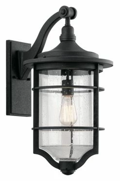 Outlet 👏 Kichler Lighting Royal Marine 21-3/4 in. 150W 1-Light Outdoor Wall Sconce in Distressed Black 🤩
