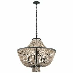 Best deal ⭐ Kichler Lighting Brisbane 30 in. 60W 8-Light Candelabra E-12 Incandescent Chandelier in Distressed Black 🌟