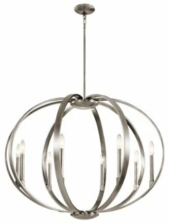 Coupon ✔️ Kichler Lighting Elata 60W 8-Light Candelabra E-12 Incandescent Chandelier in Classic Pewter 😀