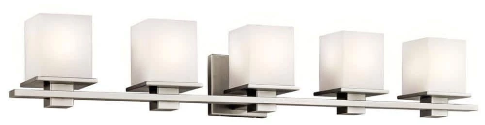 New π Kichler Lighting Tully 100W 5-Light Bath Light with Satin Etched Cased Opal Glass in Antique Pewter π 3 New π Kichler Lighting Tully 100W 5-Light Bath Light with Satin Etched Cased Opal Glass in Antique Pewter π