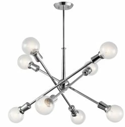 Cheapest 👍 Kichler Lighting Armstrong™ 38-3/4 in. 8-Light Medium E-26 Base Chandelier in Chrome 👍