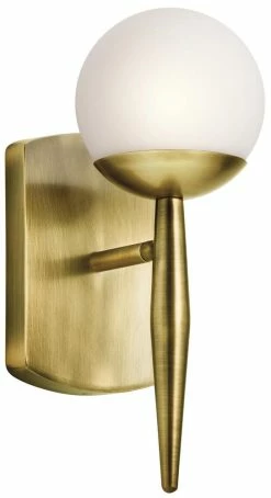 Hot Sale 🧨 Kichler Lighting Jasper 50W 1-Light Halogen Wall Sconce in Natural Brass 🧨