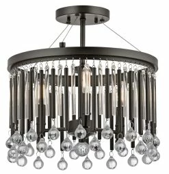 New ✨ Kichler Lighting Piper™ 60W 3-Light Candelabra E-12 Base Incandescent Semi-Flushmount Ceiling Fixture in Espresso ⭐
