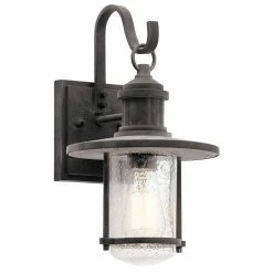 Budget 😍 Kichler Lighting Riverwood 100W 1-Light Incandescent Outdoor Wall Sconce in Weathered Zinc 🎉