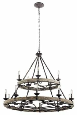 Cheap 🛒 Kichler Lighting Taulbee 60W 15-Light Candelabra E-12 Incandescent Chandelier in Weathered Zinc ✨