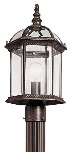 Deals 🎁 Kichler Lighting Barrie 100W 1-Light Outdoor Post Lamp in Tannery Bronze 💯
