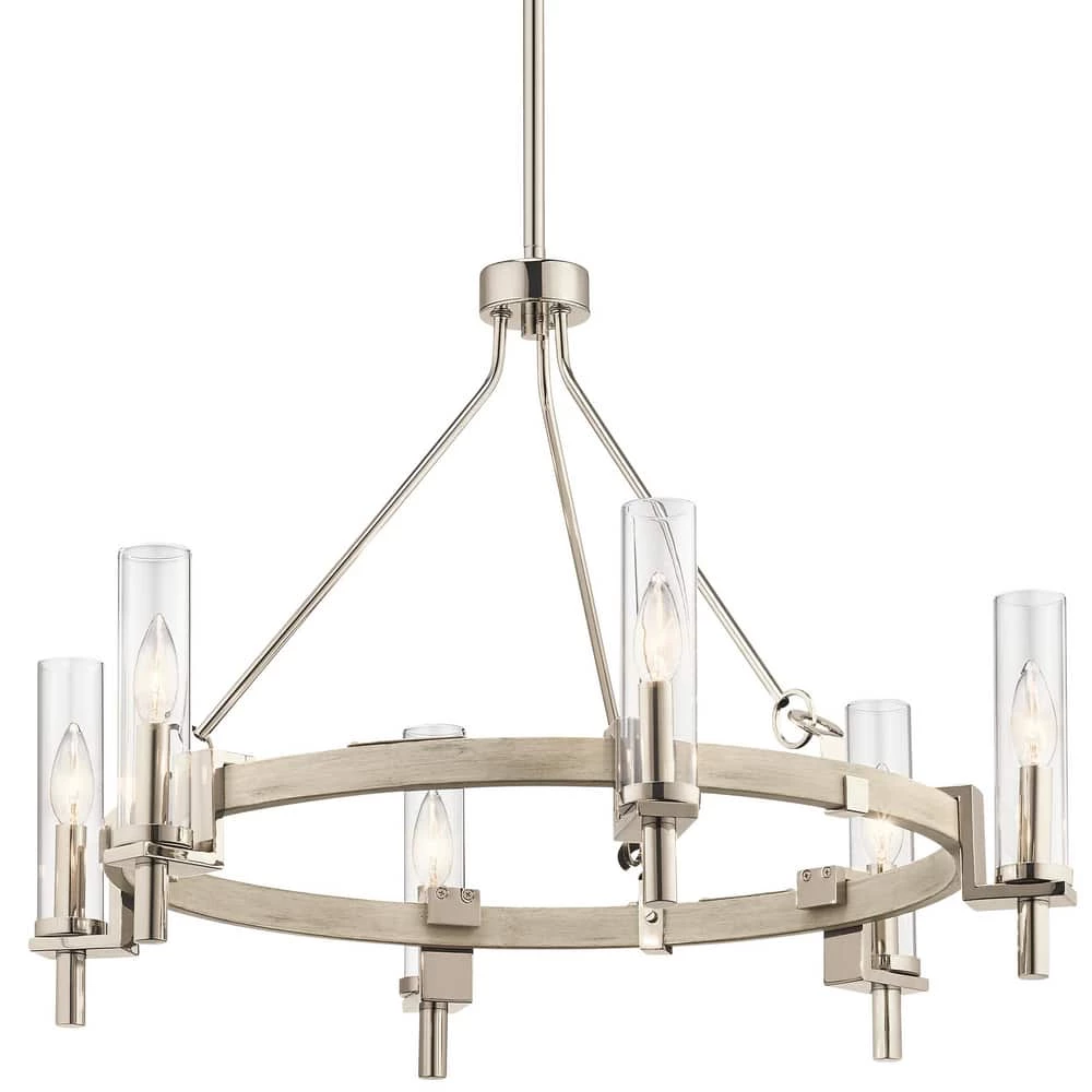 New π Kichler Lighting Telan 40W 6-Light Candelabra E-12 Incandescent Chandelier in White Washed Wood π 3 New π Kichler Lighting Telan 40W 6-Light Candelabra E-12 Incandescent Chandelier in White Washed Wood π