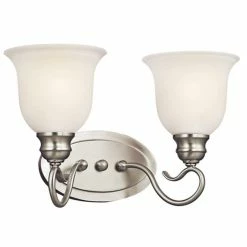 New 🎁 Kichler Lighting Tanglewood™ 20W 2-Light Medium E-26 LED Vanity Fixture with Bulb in Brushed Nickel 🤩