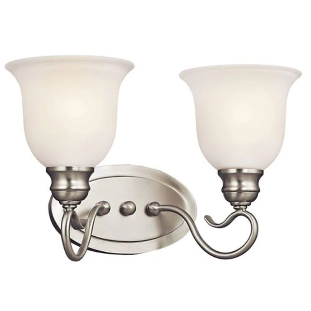 New 🎁 Kichler Lighting Tanglewood™ 20W 2-Light Medium E-26 LED Vanity Fixture with Bulb in Brushed Nickel 🤩 3 New 🎁 Kichler Lighting Tanglewood™ 20W 2-Light Medium E-26 LED Vanity Fixture with Bulb in Brushed Nickel 🤩