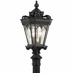 Budget 🎁 Kichler Lighting Tournai 60W 3-Light Post Mount Lantern in Textured Black ❤️