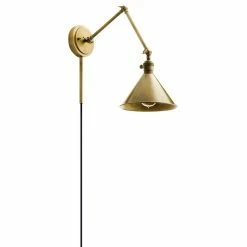 Outlet 👍 Kichler Lighting Ellerbeck™ 40W 1-Light Medium E-26 Incandescent Wall Sconce in Natural Brass 😀