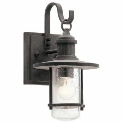 Buy ⌛ Kichler Lighting Riverwood 60W 1-Light Incandescent Outdoor Wall Sconce in Weathered Zinc 🧨