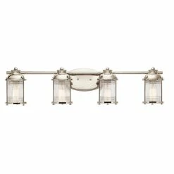 Top 10 🛒 Kichler Lighting Ashland Bay 60W 4-Light Bath Light with Clear Seeded and Ribbed Glass in Polished Nickel 🔥