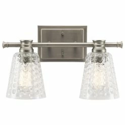 Best Pirce 👏 Kichler Lighting Nadine 60W 2-Light Bath Light with Clear Glass in Brushed Nickel 🥰
