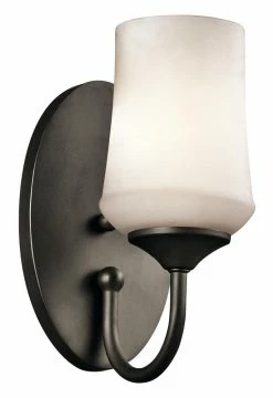 Discount 👏 Kichler Lighting Aubrey 5-1/2 x 10-3/4 in. 100W 1-Light Medium E-26 Incandescent Wall Sconce in Olde Bronze 🎉