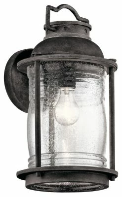 Promo 💯 Kichler Lighting Ashland Bay 1-Light Large Outdoor Lantern in Weathered Zinc 👏