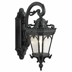 Discount 😀 Kichler Lighting Tournai 150W 1-Light Incandescent Outdoor Wall Sconce in Textured Black ✔️