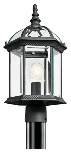 New ⌛ Kichler Lighting Barrie 100W 1-Light Hybrid Outdoor Post Lantern in Black 🌟