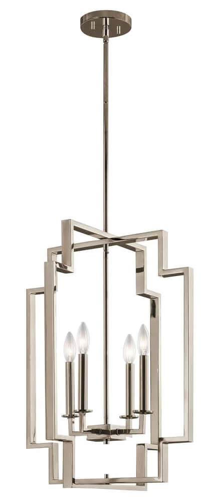 Promo π€© Kichler Lighting Downtown Deco 25 in. Foyer 4-Light Pendant in Polished Nickel π 3 Promo π€© Kichler Lighting Downtown Deco 25 in. Foyer 4-Light Pendant in Polished Nickel π