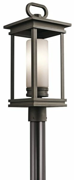 Brand new 😍 Kichler Lighting South Hope 100W 120V Medium E-26 Incandescent Outdoor Post Lantern in Rubbed Bronze 😀