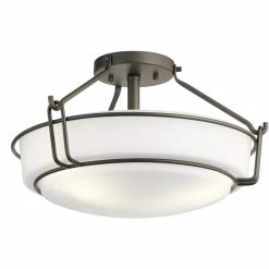 Buy 👏 Kichler Lighting Alkire 75W 3-Light Medium E-26 Incandescent Semi-Flush Mount Ceiling Fixture in Olde Bronze 👏