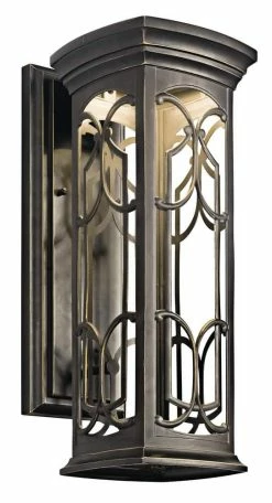 Best Sale 👏 Kichler Lighting Franceasi 9.4W Outdoor LED Wall Lantern in Old Bronze ⌛