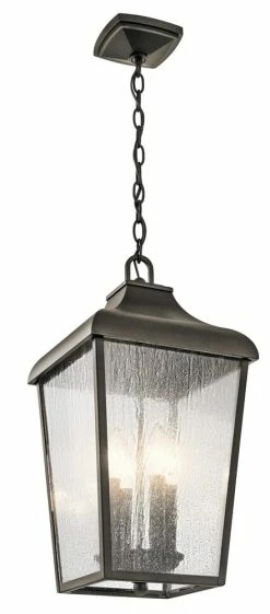 Cheap 👍 Kichler Lighting Forestdale 4-Light 60W Outdoor Pendant in Olde Bronze 🌟