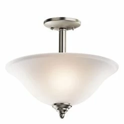 Wholesale ⭐ Kichler Lighting Wynberg 15-1/4 x 15 in. 100 W 2-Light Medium Semi-Flush Mount Ceiling Fixture in Brushed Nickel ⭐