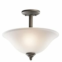 Hot Sale 👏 Kichler Lighting Wynberg 15-1/4 x 15 in. 100 W 2-Light Medium Semi-Flush Mount Ceiling Fixture in Old Bronze 🛒
