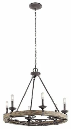 New 🛒 Kichler Lighting Taulbee 60W 6-Light Candelabra E-12 Incandescent Chandelier in Weathered Zinc 😉