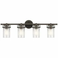 Outlet 🥰 Kichler Lighting Brinley 75W 4-Light Medium E-26 Incandescent Vanity Fixture in Olde Bronze 🎁