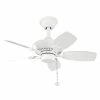 Cheapest 🛒 Kichler Lighting Canfield 30 in. 5-Blade Walnut Ceiling Fan in White 💯