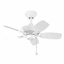 Cheapest 🛒 Kichler Lighting Canfield 30 in. 5-Blade Walnut Ceiling Fan in White 💯