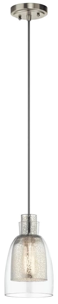 Best deal 🎁 Kichler Lighting Evie 9-1/2 in. 1-Light Mini Pendant in Brushed Nickel ✨