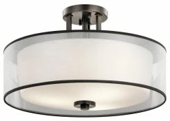 Best Pirce 🔥 Kichler Lighting Tallie™ 11-3/4 in. 100W 3-Light Semi-Flush Mount Ceiling Fixture in Mission Bronze 😍