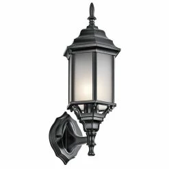Outlet 👏 Kichler Lighting Chesapeake 100W 1-Light Incandescent Outdoor Wall Sconce in Black 🔔