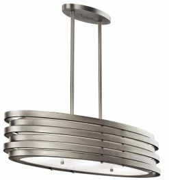 Outlet 😀 Kichler Lighting Roswell 7-3/4 in. 100W 3-Light Medium E-26 Incandescent Ceiling Light with Satin Etched Glass in Brushed Nickel ⭐