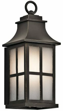Discount 🧨 Kichler Lighting Pallerton Way 14-1/4 in. 75W 1-Light Outdoor Wall Sconce in Olde Bronze 👏