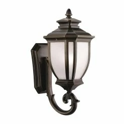Buy 🎁 Kichler Lighting Salisbury™ 10-3/4 in. 100W 1-Light Outdoor Wall Sconce with White Linen Glass in Rubbed Bronze 🎁