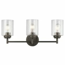 Cheapest 💯 Kichler Lighting Winslow™ 21-1/2 x 9-1/4 in. 225W 3-Light Medium E-26 Incandescent Vanity Fixture with Clear Seeded Glass in Olde Bronze 🛒