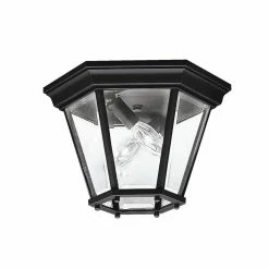 Flash Sale 💯 Kichler Lighting Madison 60 W 2-Light Candelabra Outdoor Semi-Flush Mount Ceiling lantern in Black 🎉